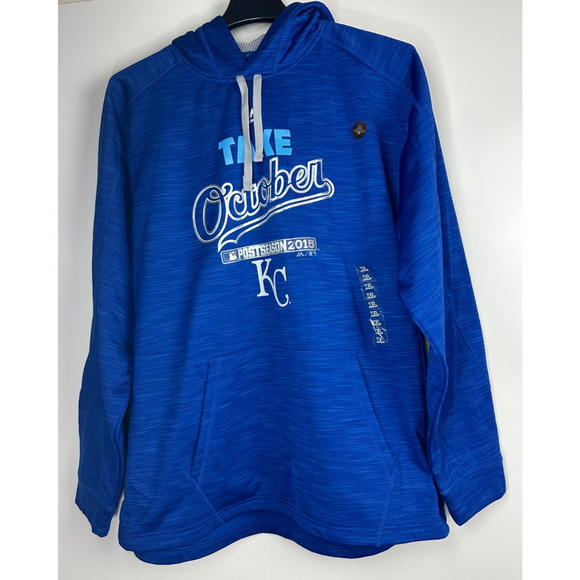 NWT Kansas City Royals MLB Majestic 2015 Postseason Take October KC Hoodie XL - Picture 10 of 10